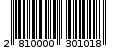 Γραμμωτός κωδικός 2810000301018