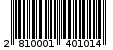 Γραμμωτός κωδικός 2810001401014
