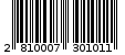 Γραμμωτός κωδικός 2810007301011