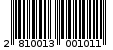 Γραμμωτός κωδικός 2810013001011