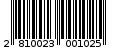 Γραμμωτός κωδικός 2810023001025