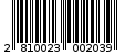 Γραμμωτός κωδικός 2810023002039