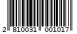 Γραμμωτός κωδικός 2810031001017