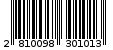 Γραμμωτός κωδικός 2810098301013