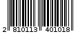 Γραμμωτός κωδικός 2810113401018