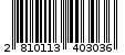 Γραμμωτός κωδικός 2810113403036