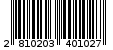 Γραμμωτός κωδικός 2810203401027