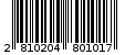 Γραμμωτός κωδικός 2810204801017
