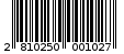 Γραμμωτός κωδικός 2810250001027