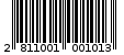 Γραμμωτός κωδικός 2811001001013