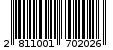 Γραμμωτός κωδικός 2811001702026