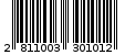 Γραμμωτός κωδικός 2811003301012