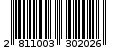 Γραμμωτός κωδικός 2811003302026