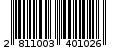 Γραμμωτός κωδικός 2811003401026