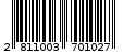 Γραμμωτός κωδικός 2811003701027