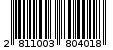 Γραμμωτός κωδικός 2811003804018