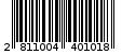 Γραμμωτός κωδικός 2811004401018