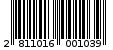 Γραμμωτός κωδικός 2811016001039